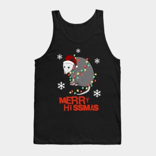 Funny Christmas Possum Merry Hissmas Tank Top